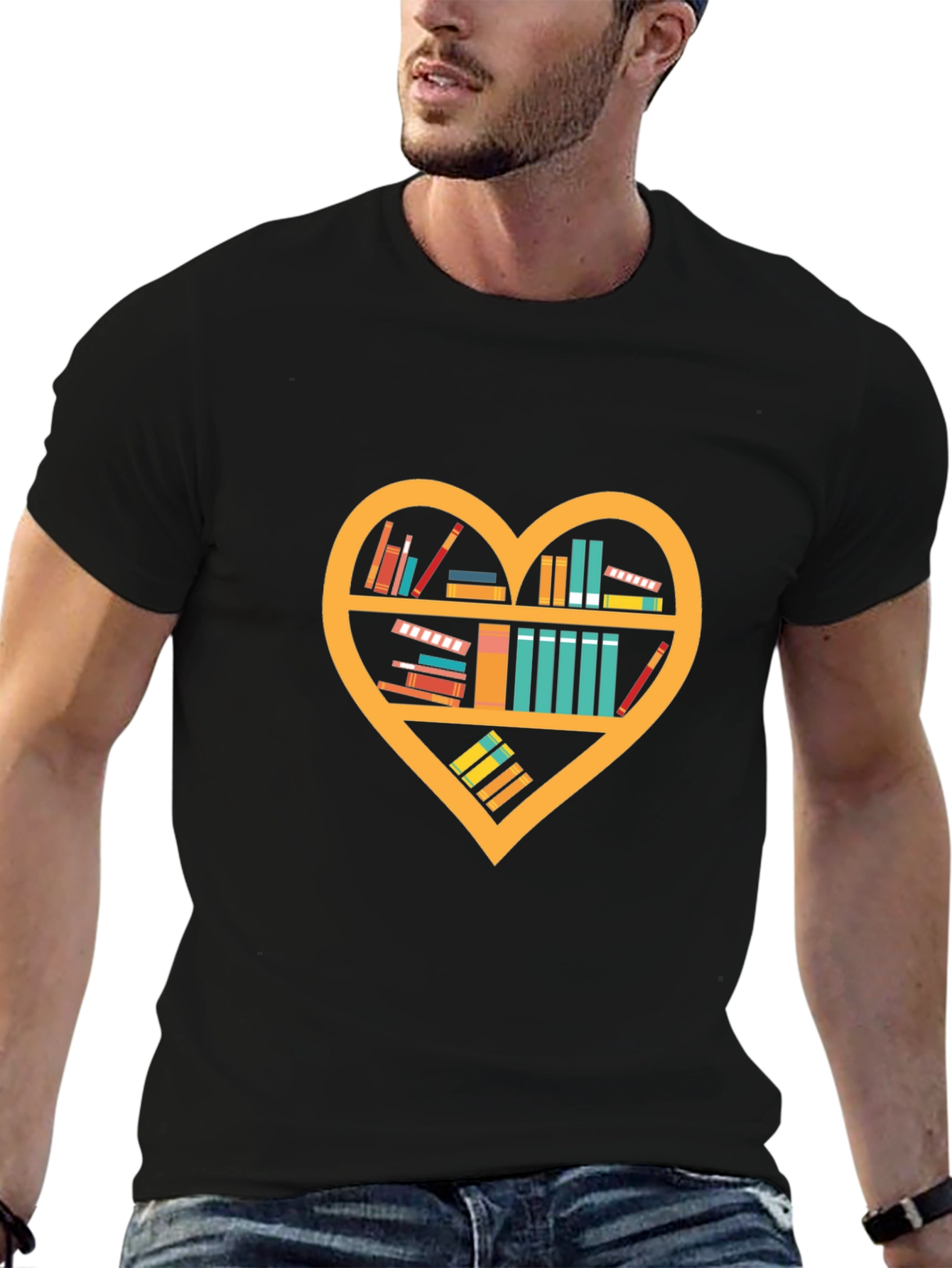 Book Lovers Heart Shelf T-Shirt