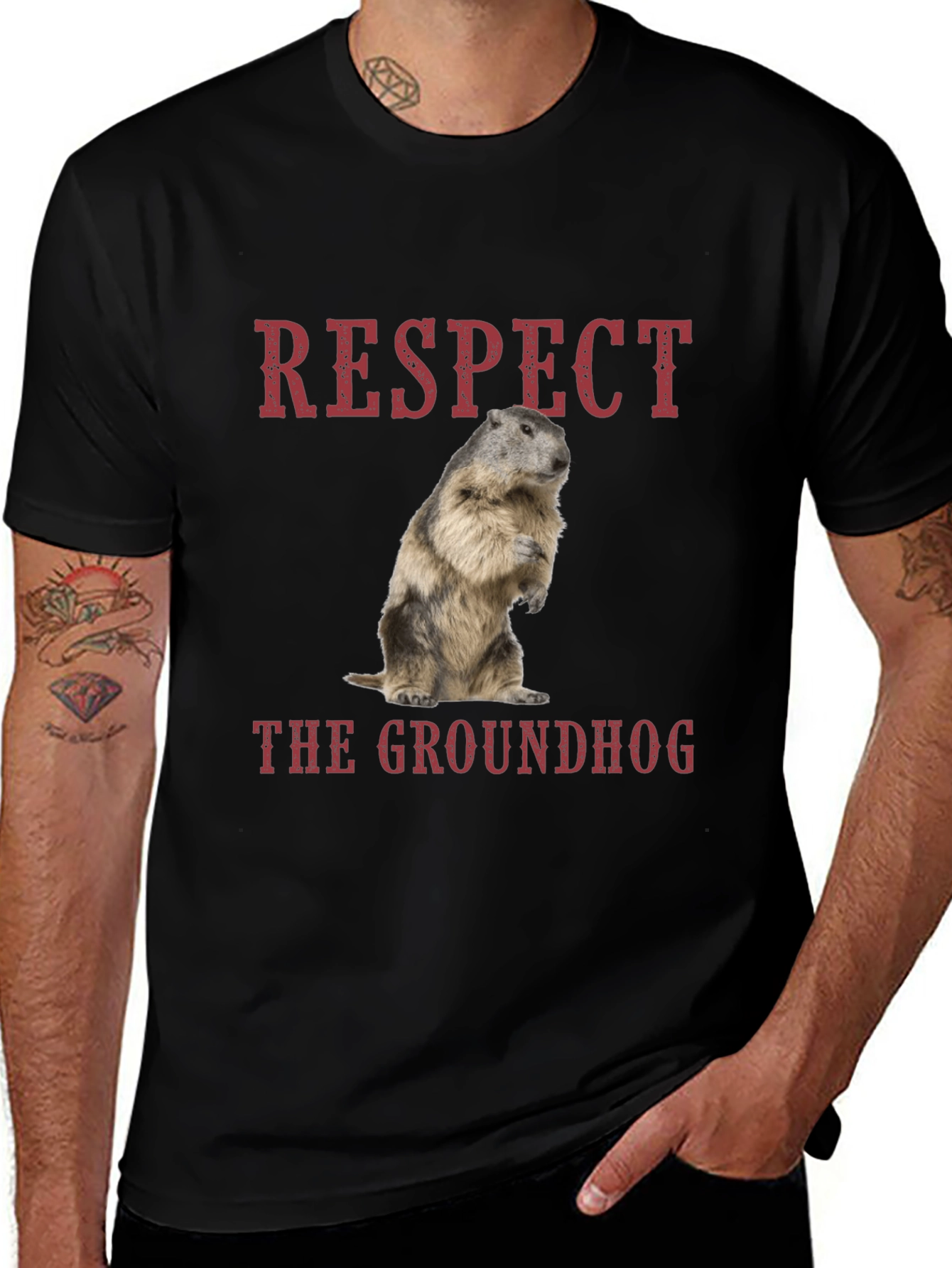 Respect the Groundhog T-Shirt - Black Cotton Tee