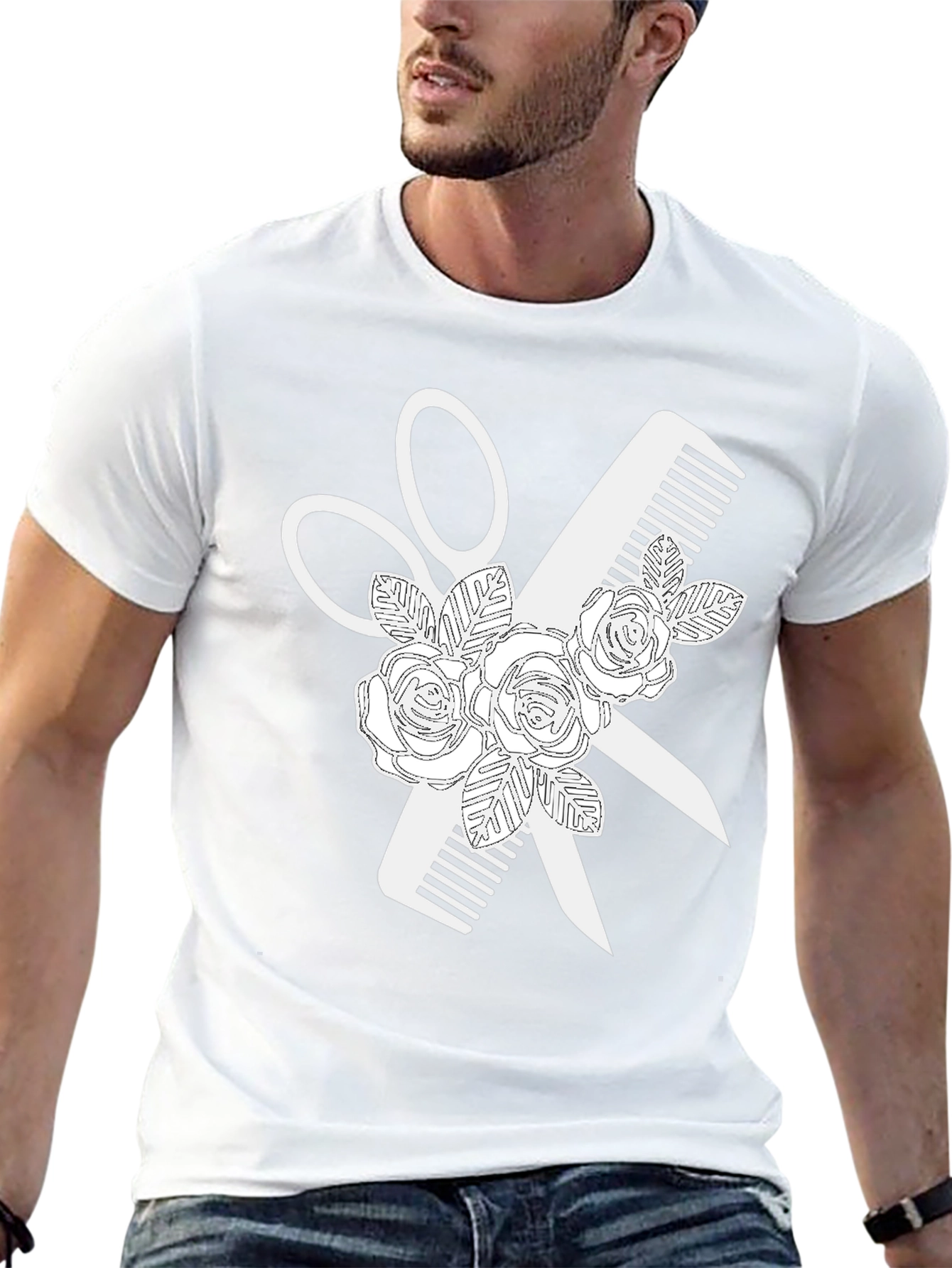 Floral Barber Tee - Stylist T-Shirt