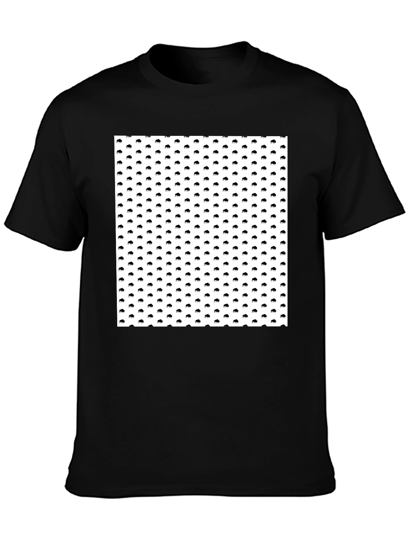 Modern Buffalo Print Black T-Shirt