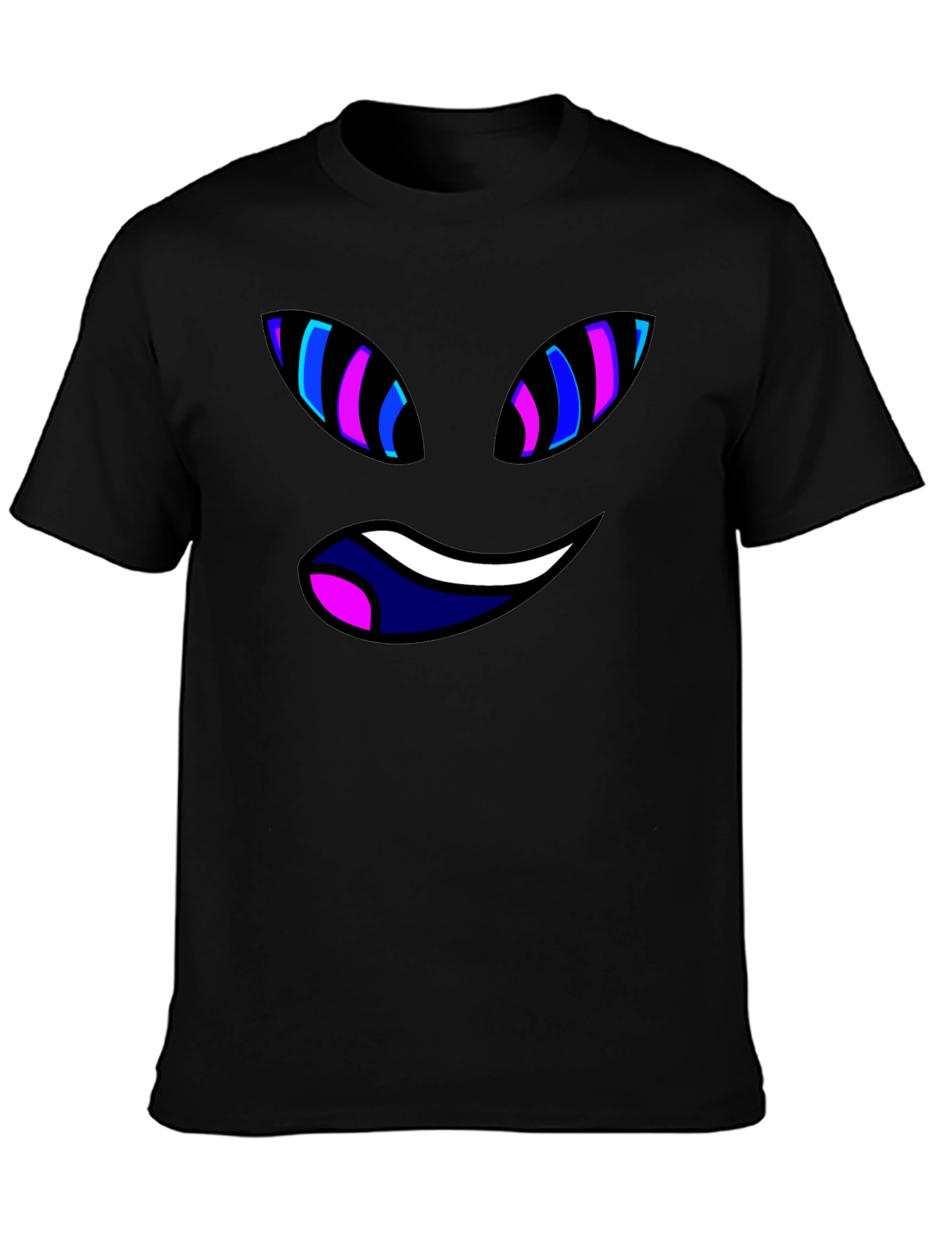 Black Tee with Trippy Cartoon Face Graphic