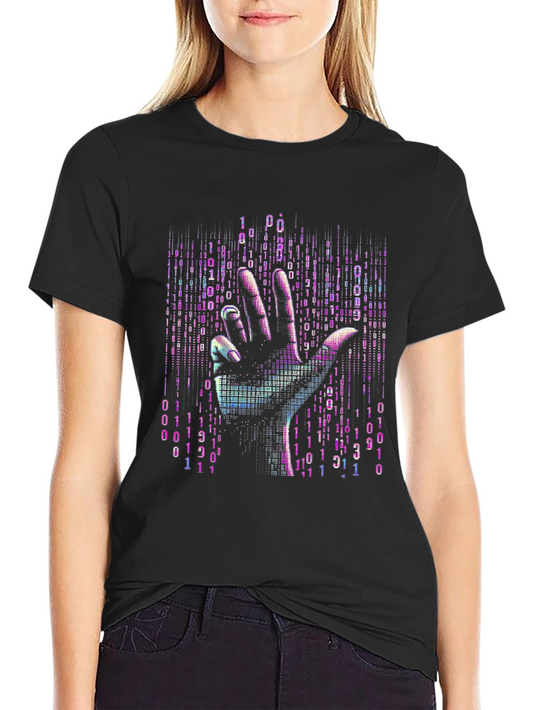 Binary Code Hand T-Shirt - Unique Tech Style
