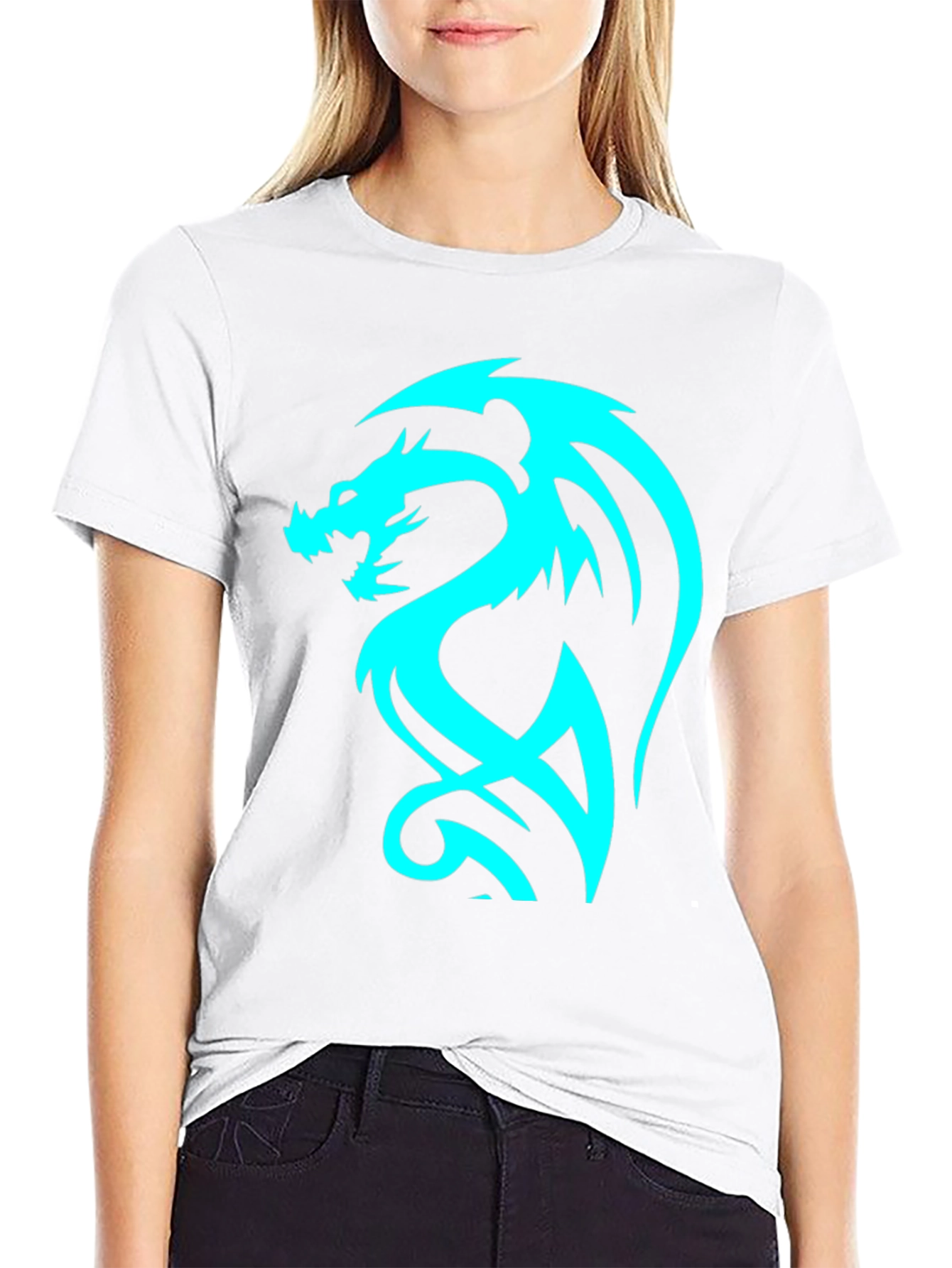 Dragon Graphic Tee - Cool Blue Print on Black