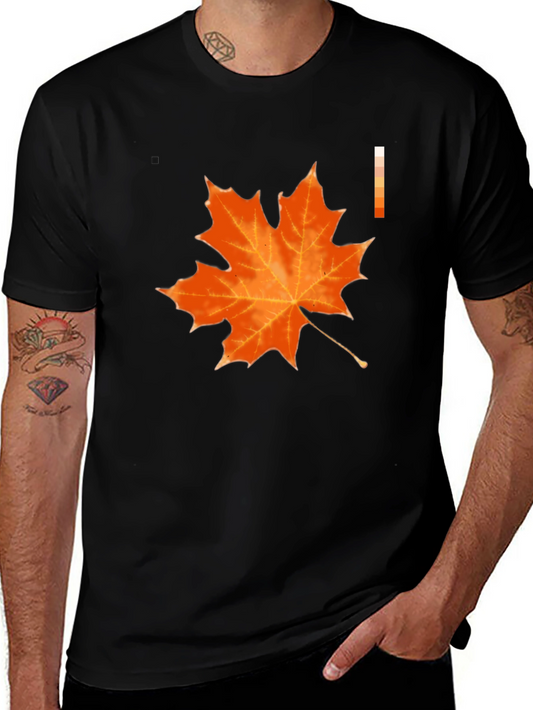 Autumn Leaf Graphic Tee - Black Short Sleeve Shirt