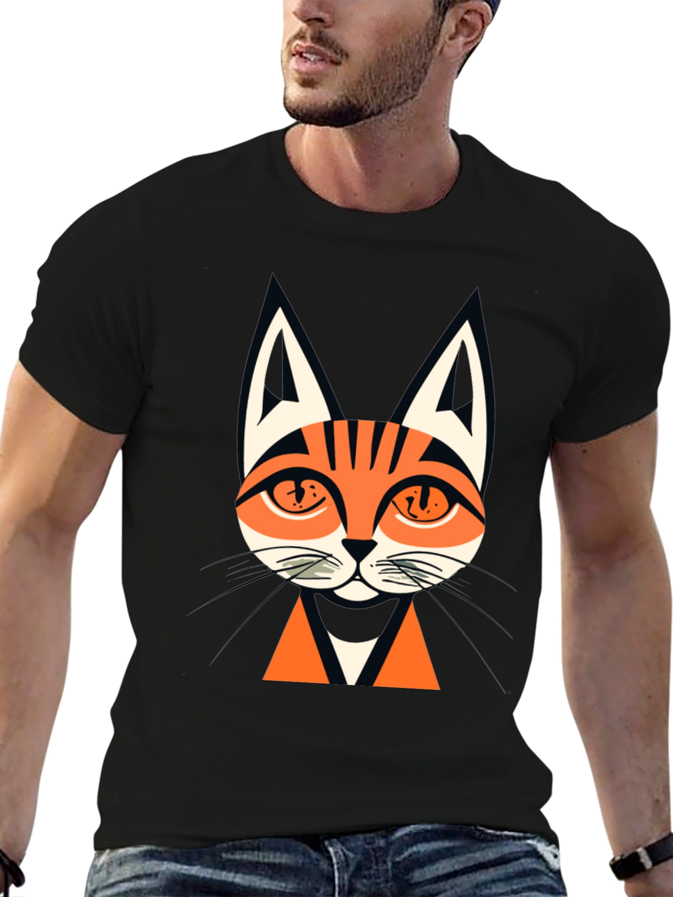 Mens Black Cat Graphic Tee