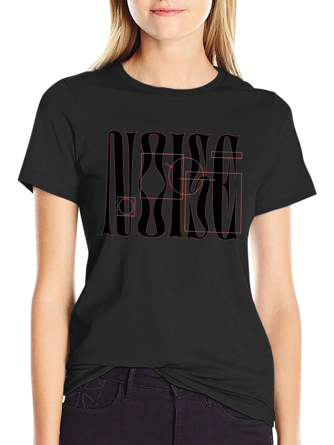 Abstract Graphic Tee - Mens Black Cotton T-Shirt