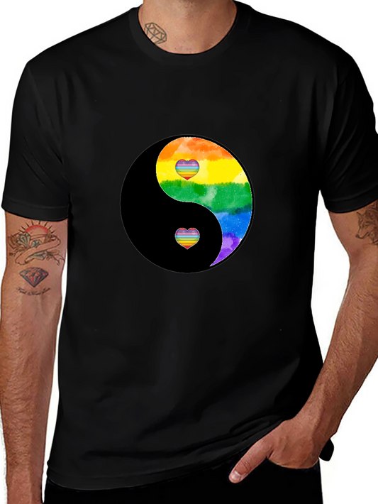Yin Yang Rainbow Heart Graphic Tee