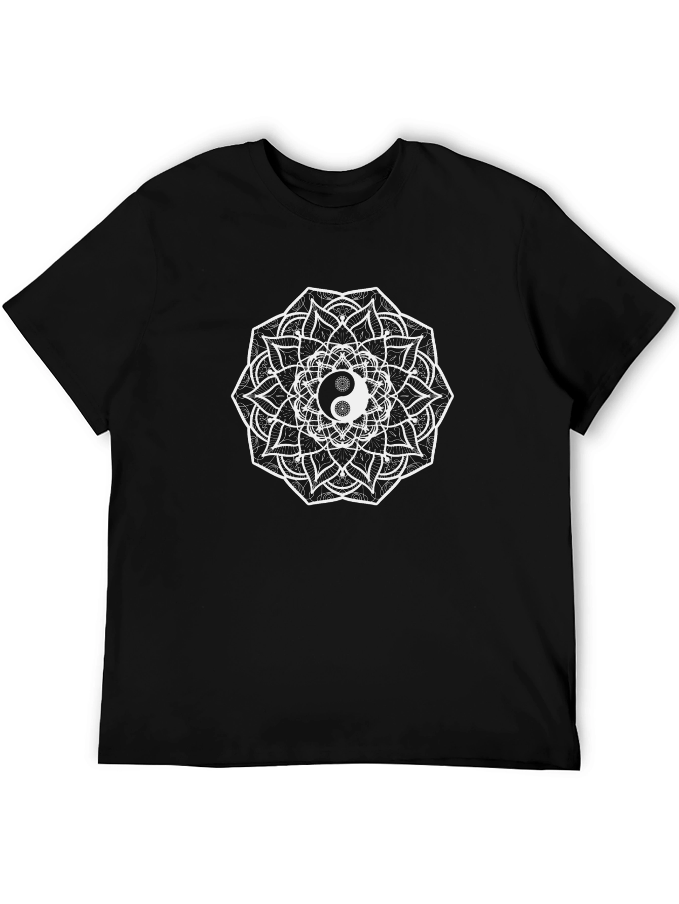 Yin Yang Mandala Graphic Tee - Unisex Black T-Shirt