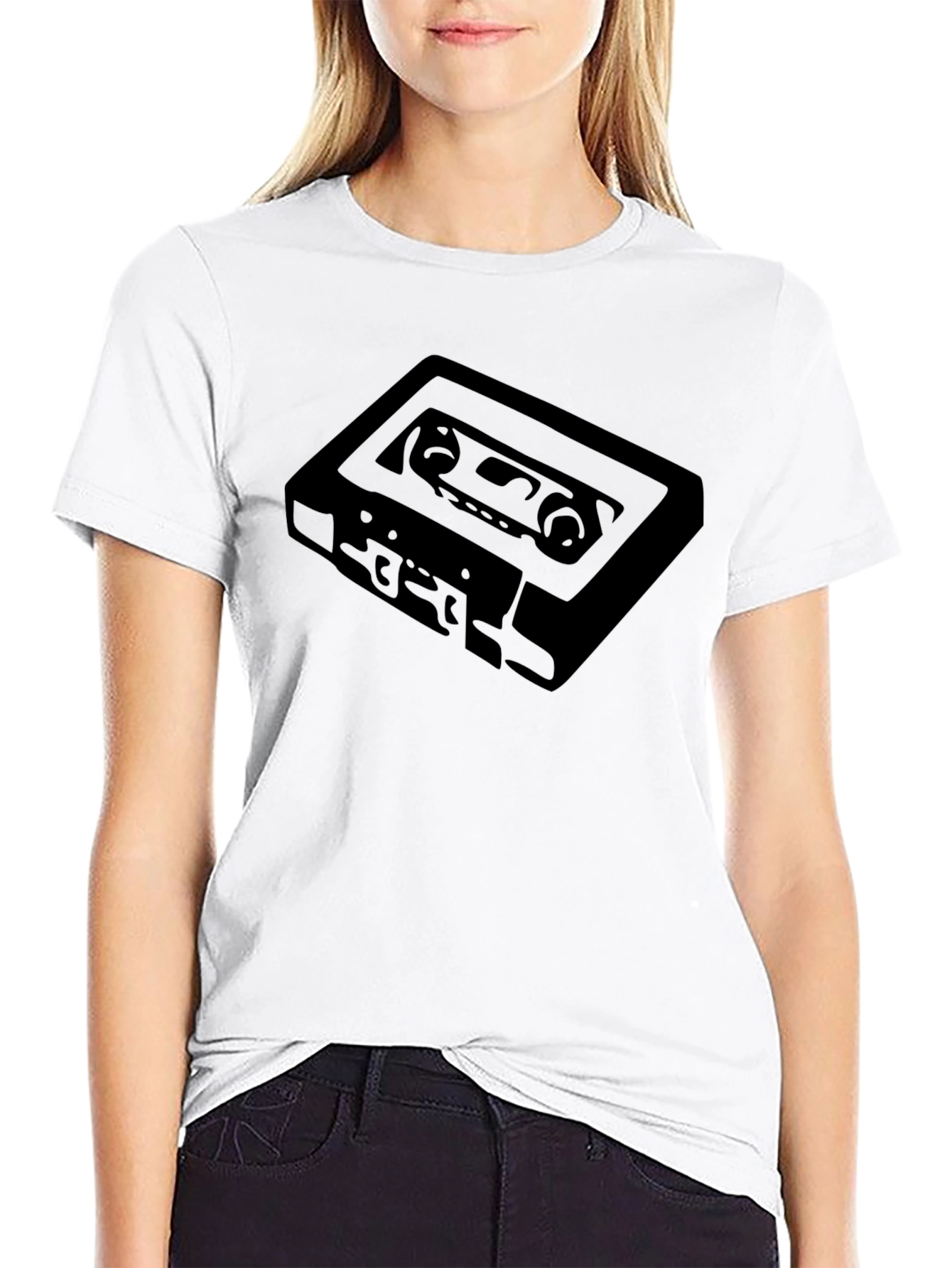 Retro Cassette Tape Graphic Tee - Black T-Shirt