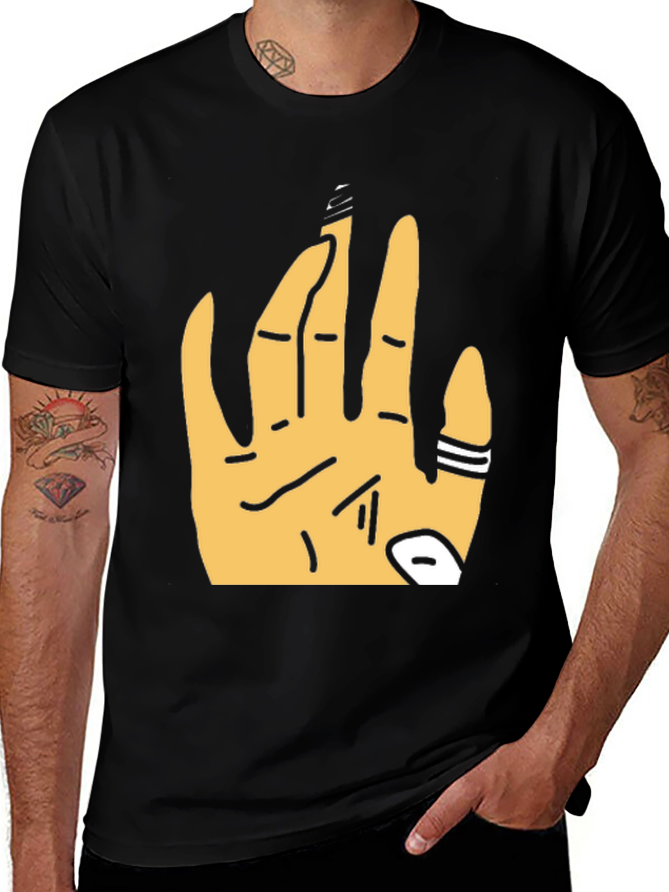 Graphic Tee - Hand Design Black T-Shirt