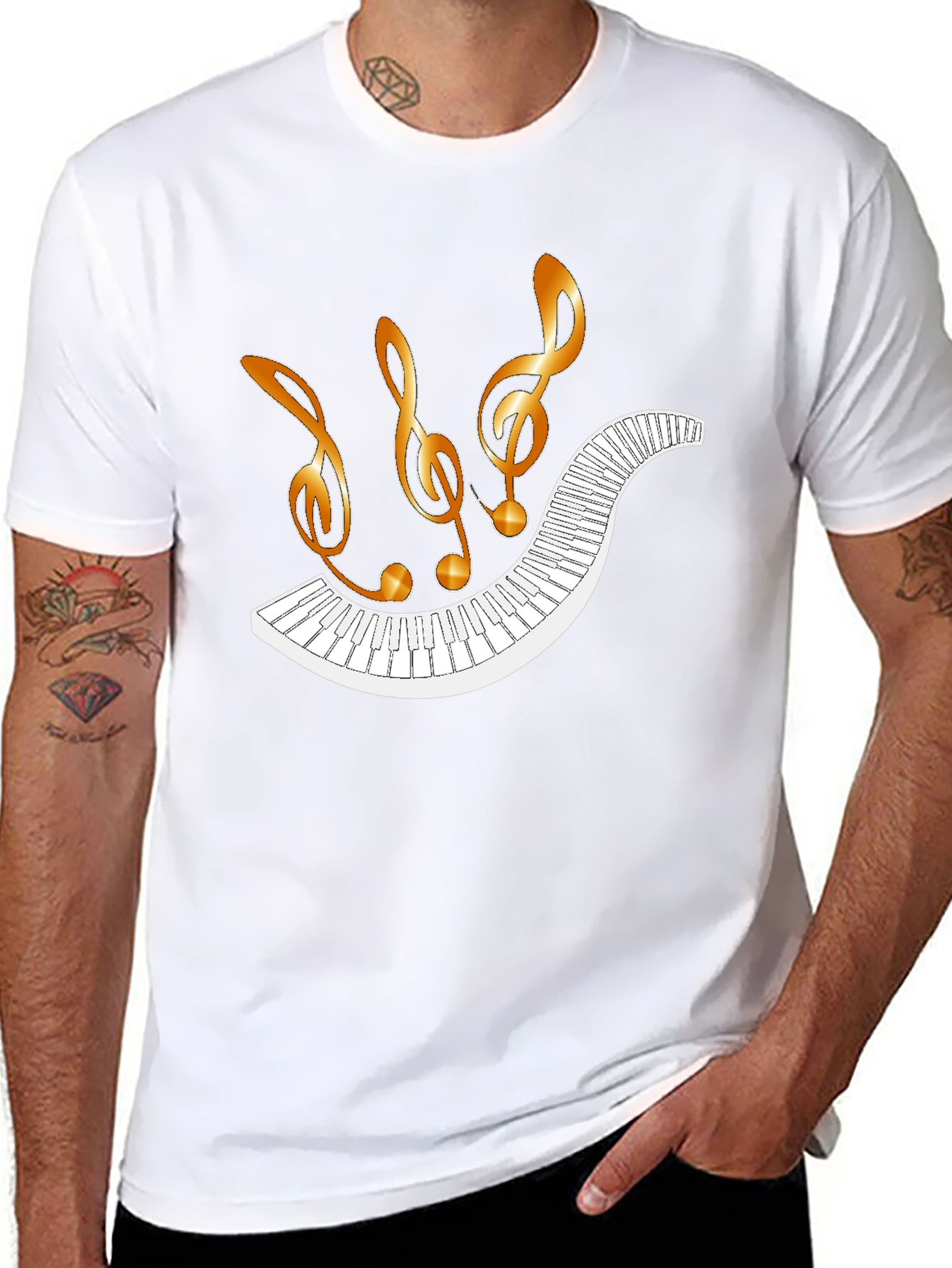 Musical Notes & Piano Keys Graphic T-Shirt