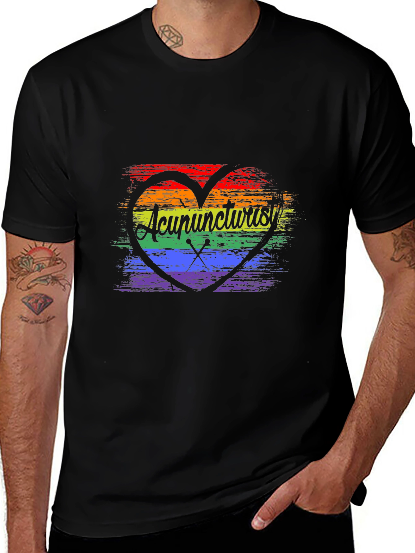 Acupuncturist Rainbow Heart T-Shirt