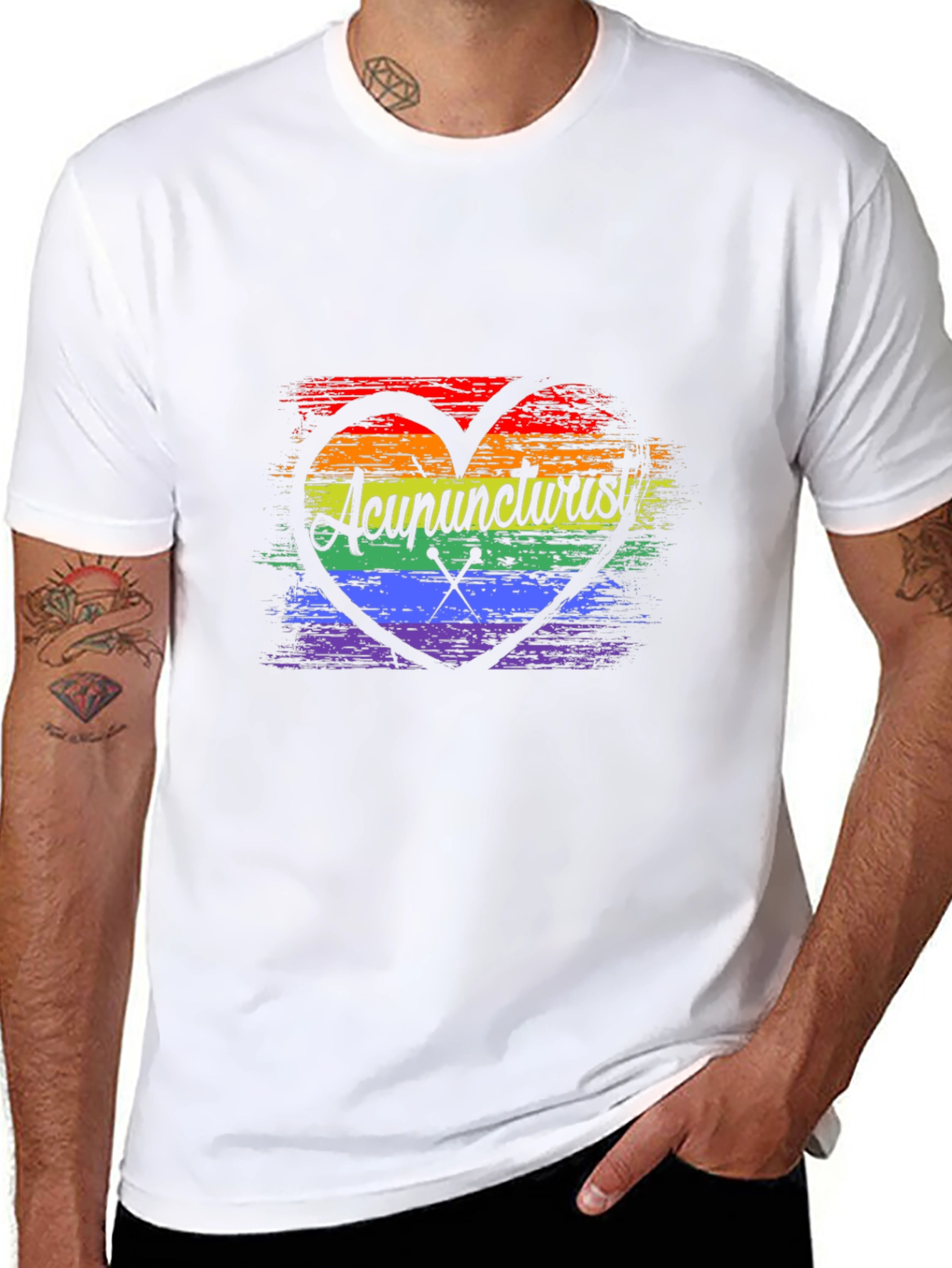 Acupuncturist Rainbow Heart T-Shirt