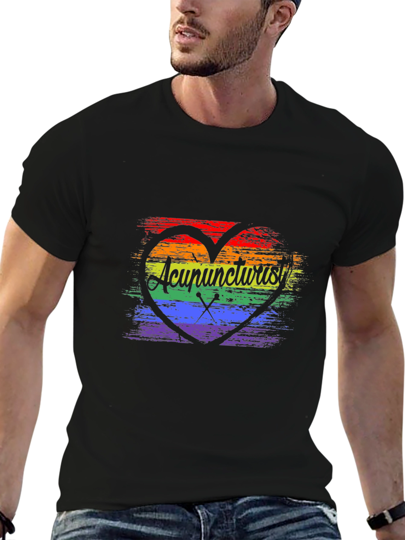 Acupuncturist Rainbow Heart T-Shirt