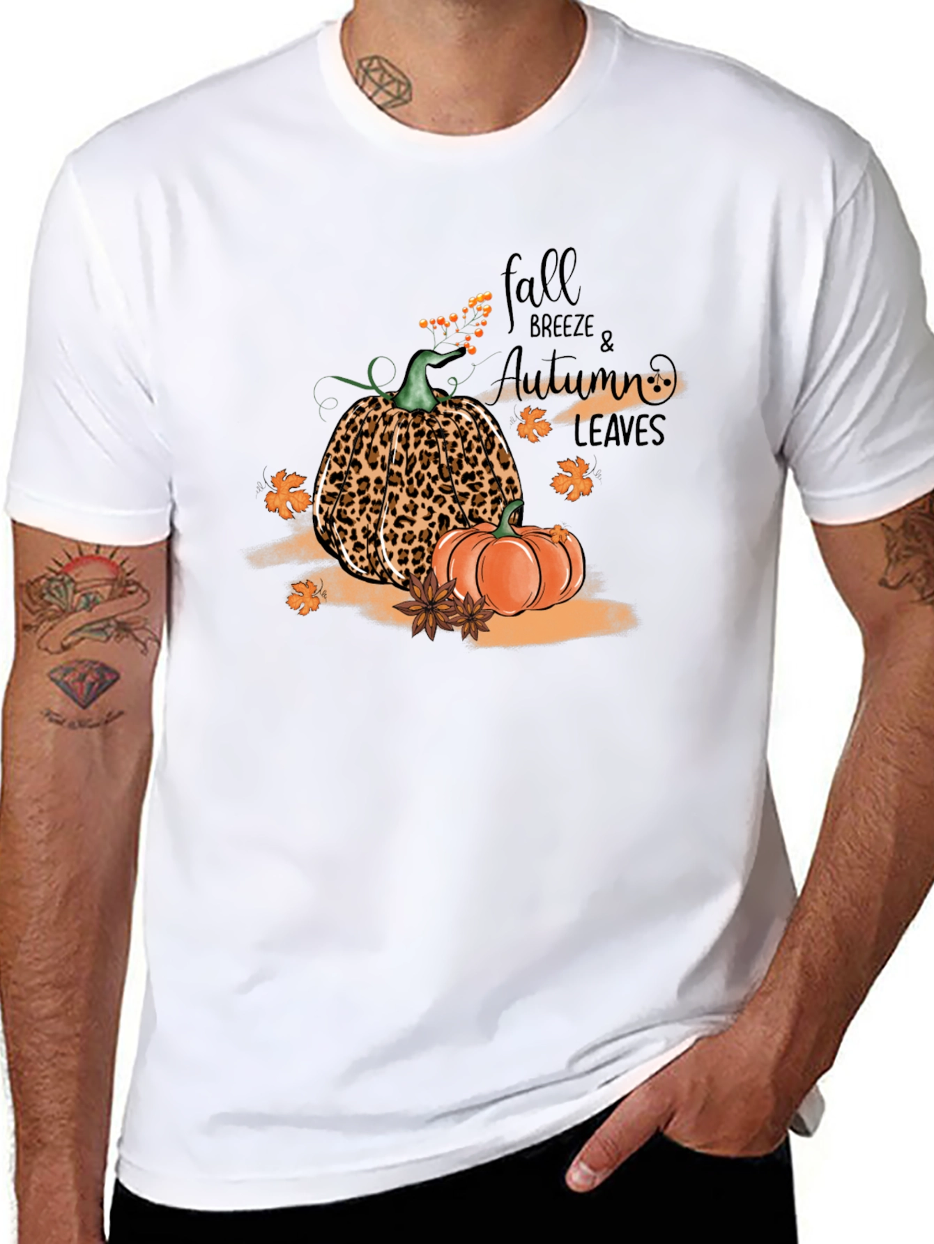 Fall Breeze Autumn Leaves Graphic T-Shirt