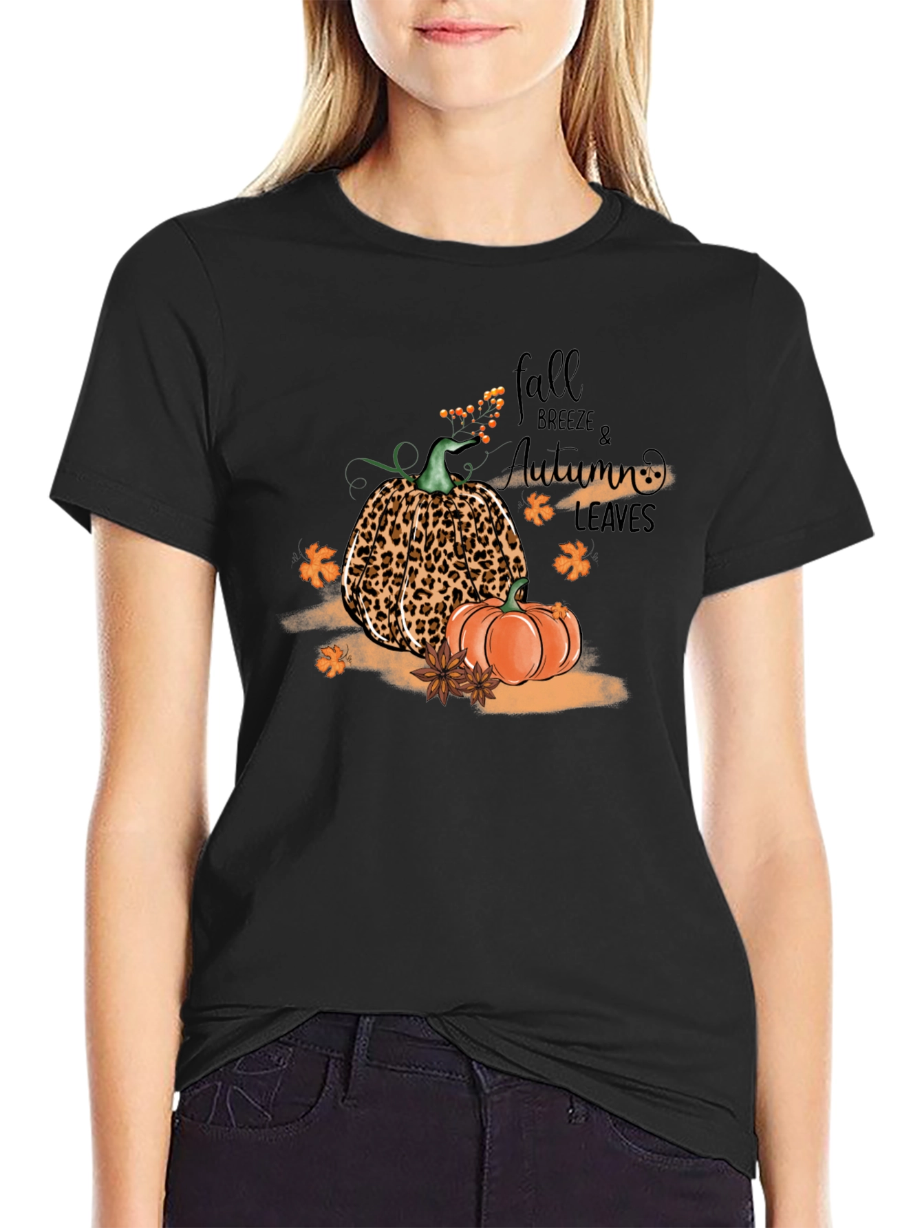 Fall Breeze Autumn Leaves Graphic T-Shirt