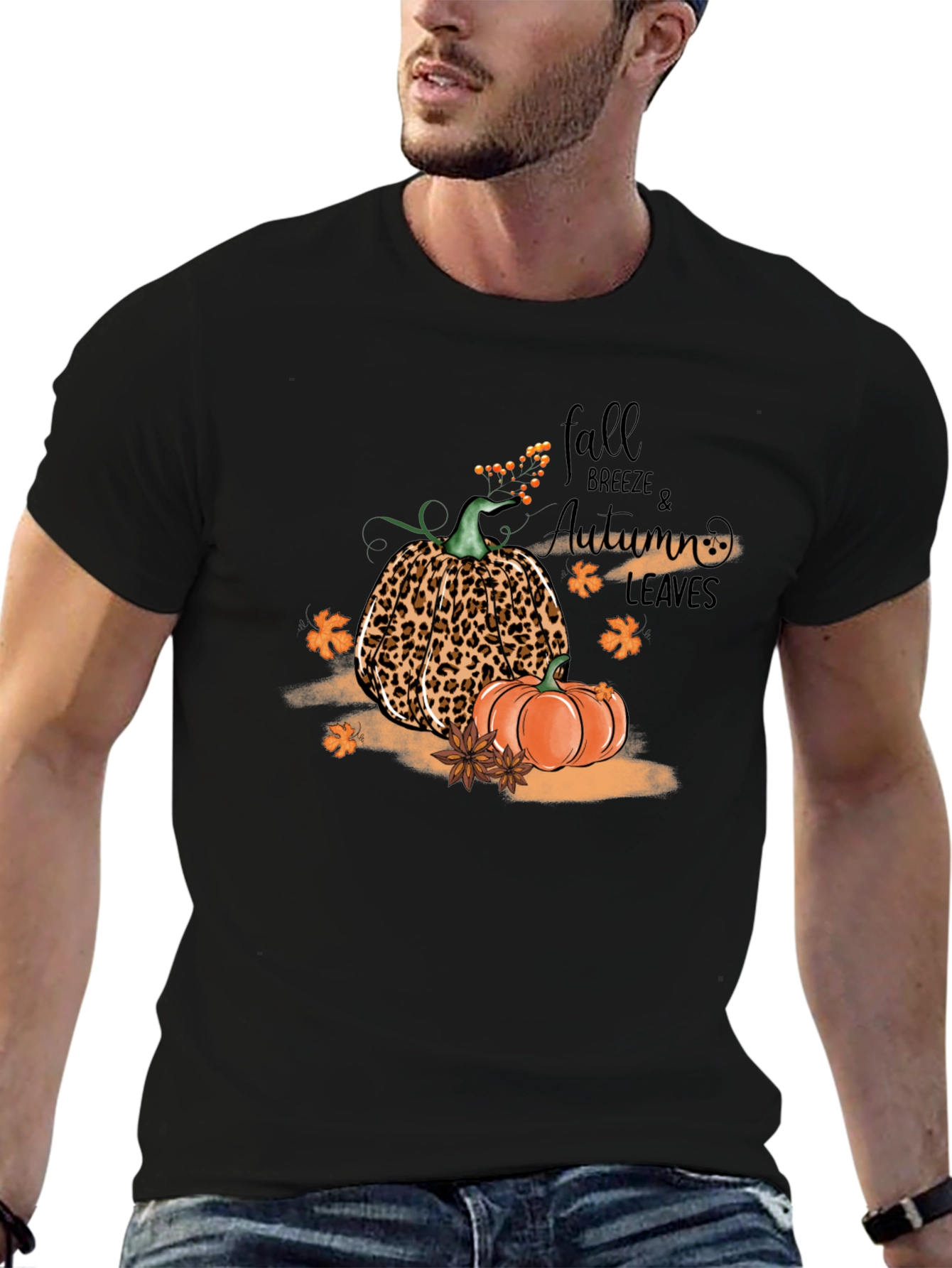 Fall Breeze Autumn Leaves Graphic T-Shirt