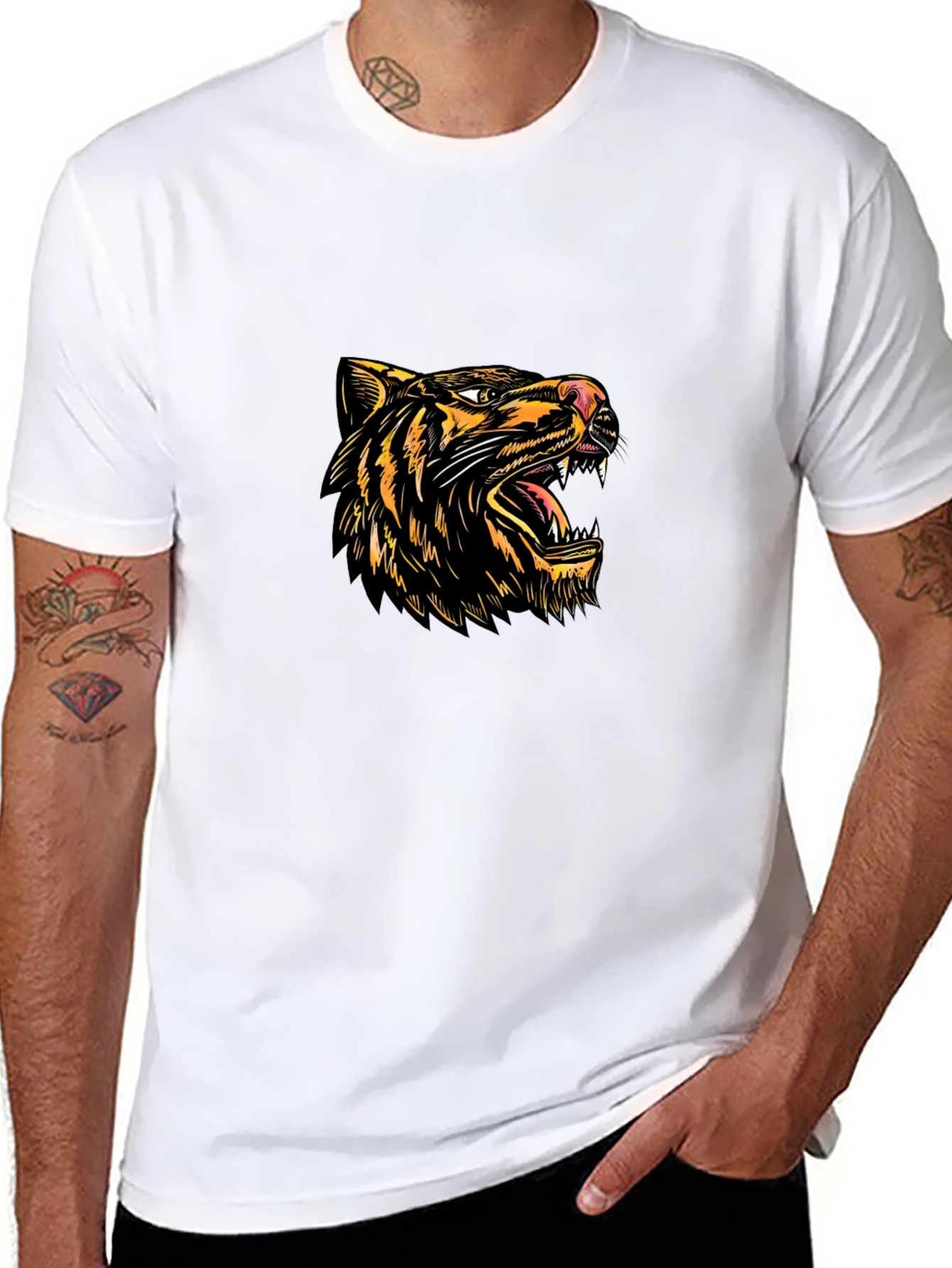 Tiger Graphic Black T-Shirt - Bold Animal Print Tee