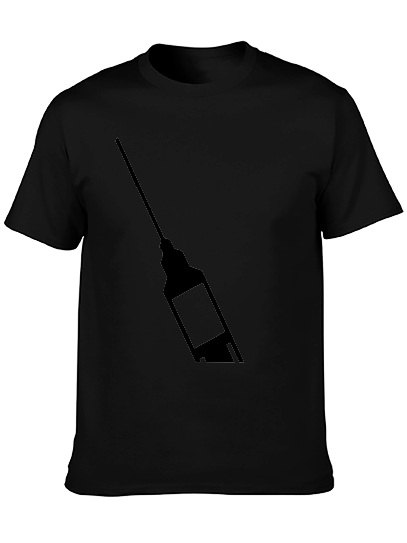 Mens Black Graphic T-Shirt - Syringe Design