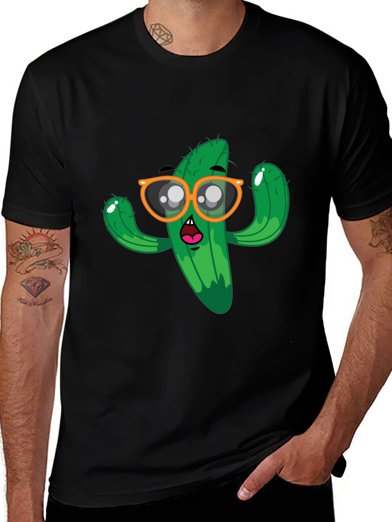 Funny Cactus Graphic Tee - Unisex Black T-Shirt