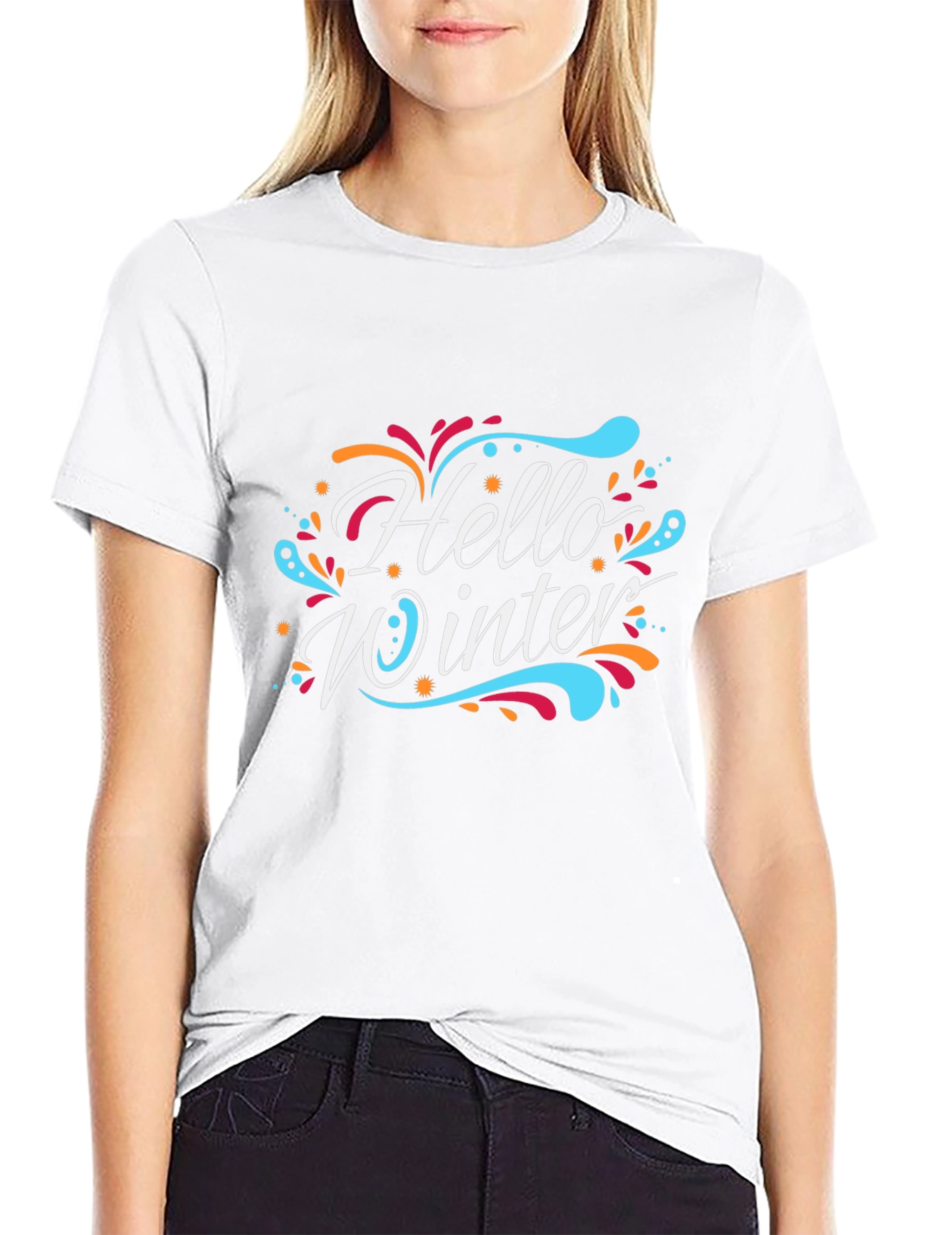 Hello Winter Graphic T-Shirt - Festive Holiday Apparel