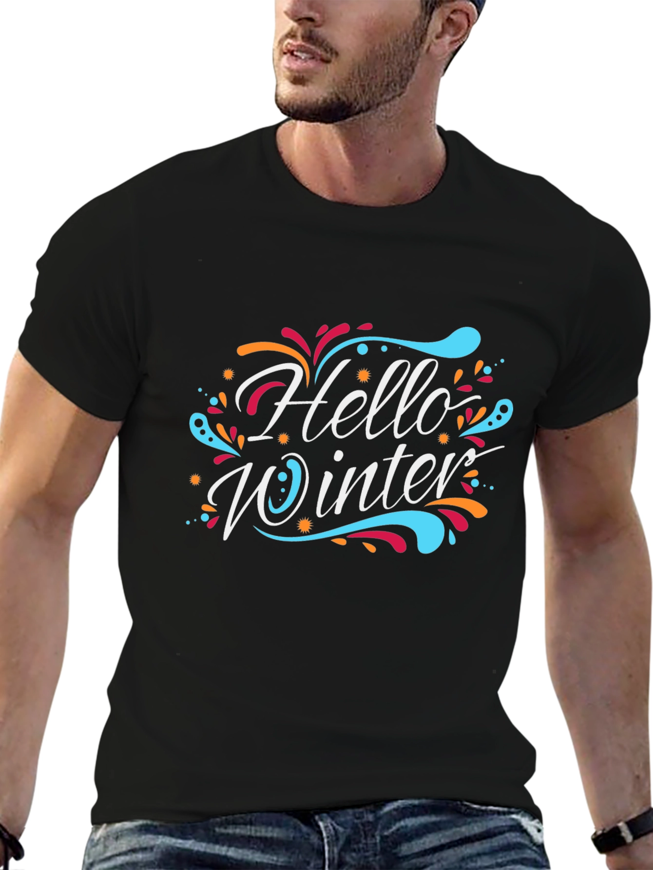 Hello Winter Graphic T-Shirt - Festive Holiday Apparel