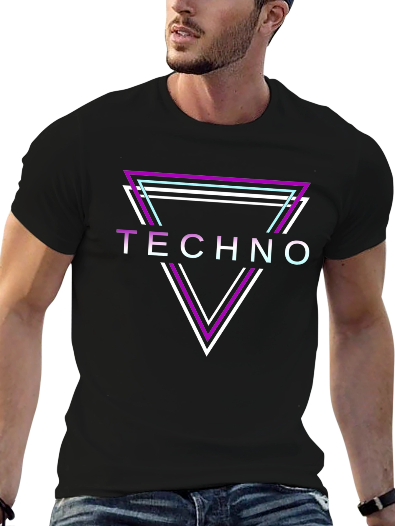 Retro Techno Music T-Shirt - Triangle Design