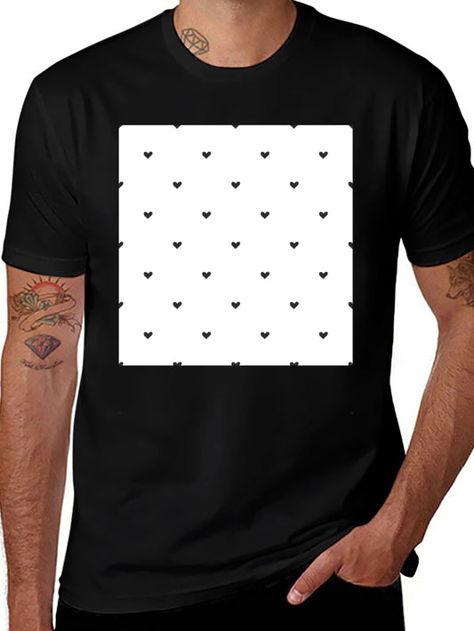 Heart Pattern Black T-Shirt