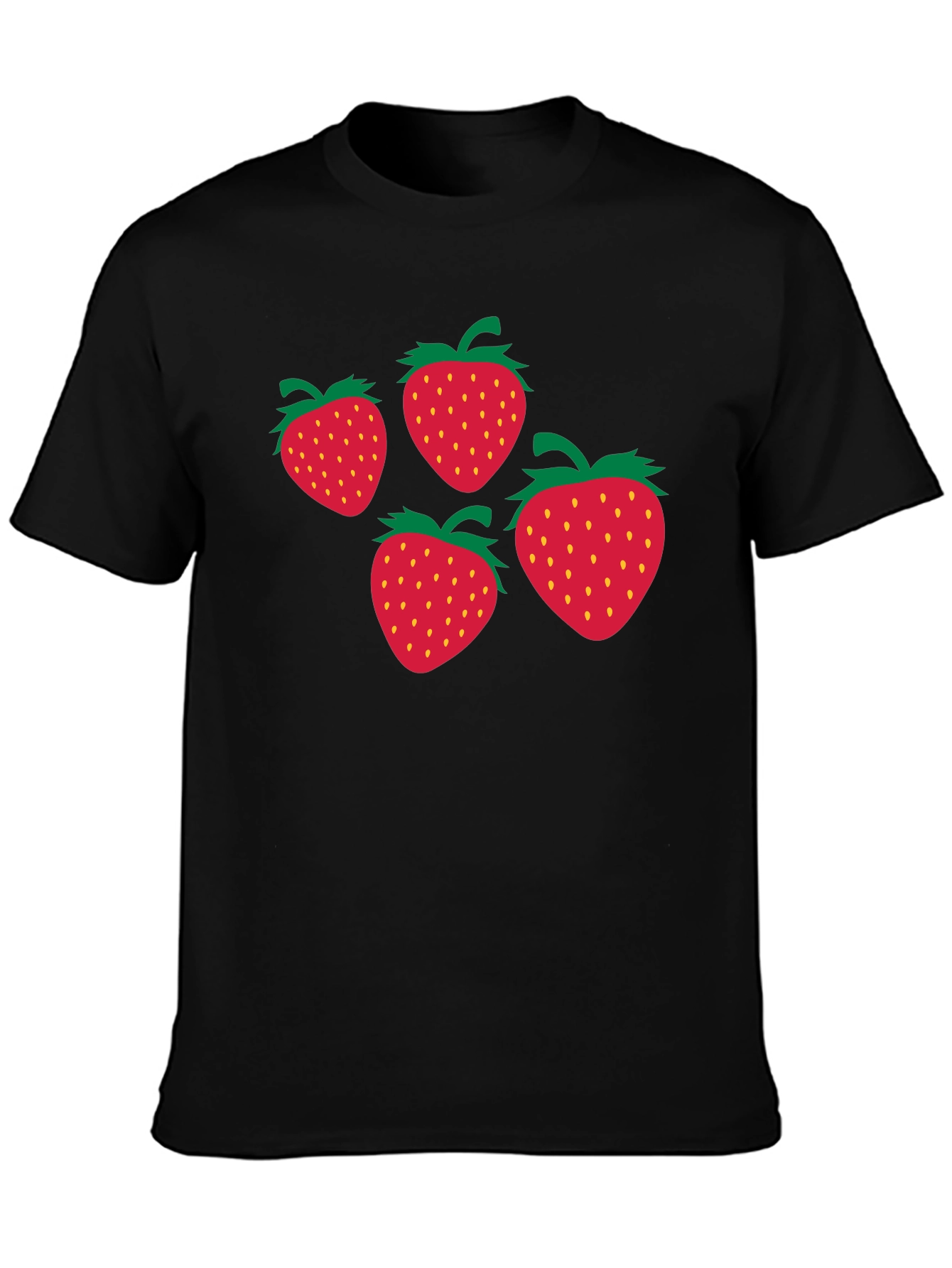 Strawberry Print Black T-Shirt