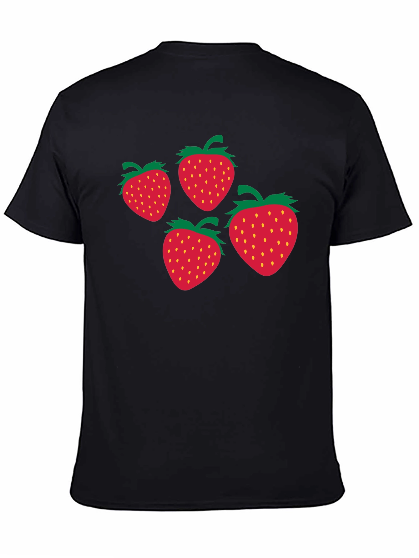 Strawberry Print Black T-Shirt