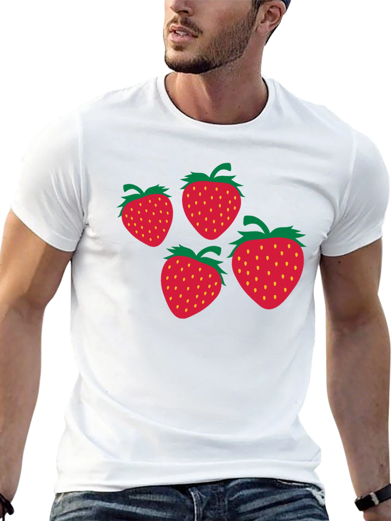 Strawberry Print Black T-Shirt