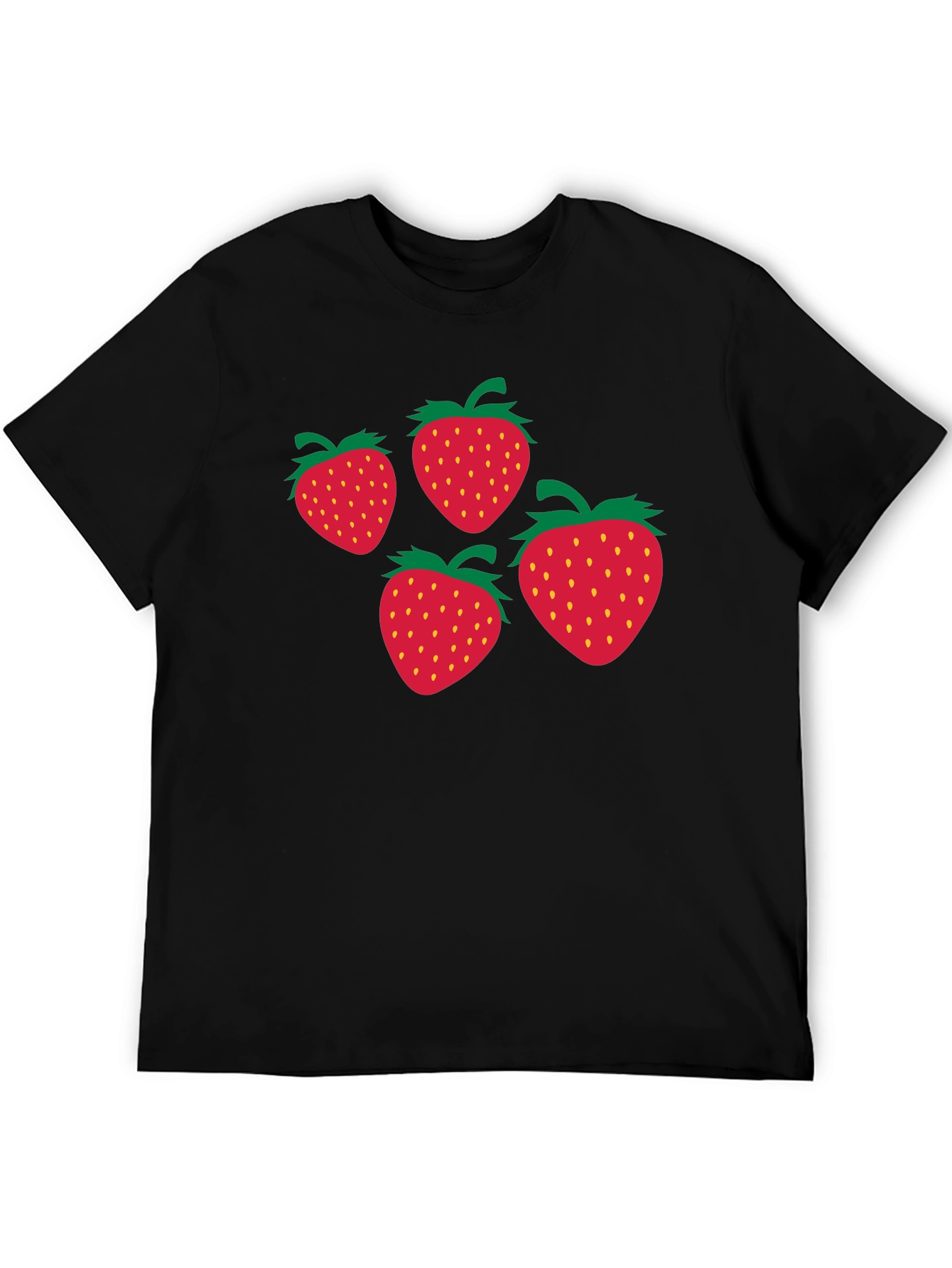 Strawberry Print Black T-Shirt