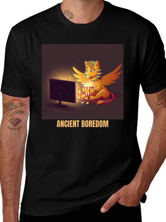 Ancient Boredom T-Shirt - Egyptian Sphinx Watching TV