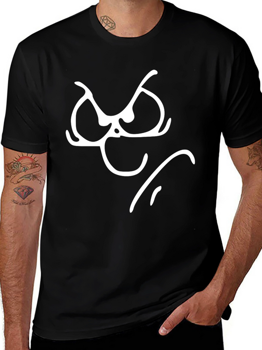 Grumpy Face Graphic Tee - Black Cotton T-Shirt