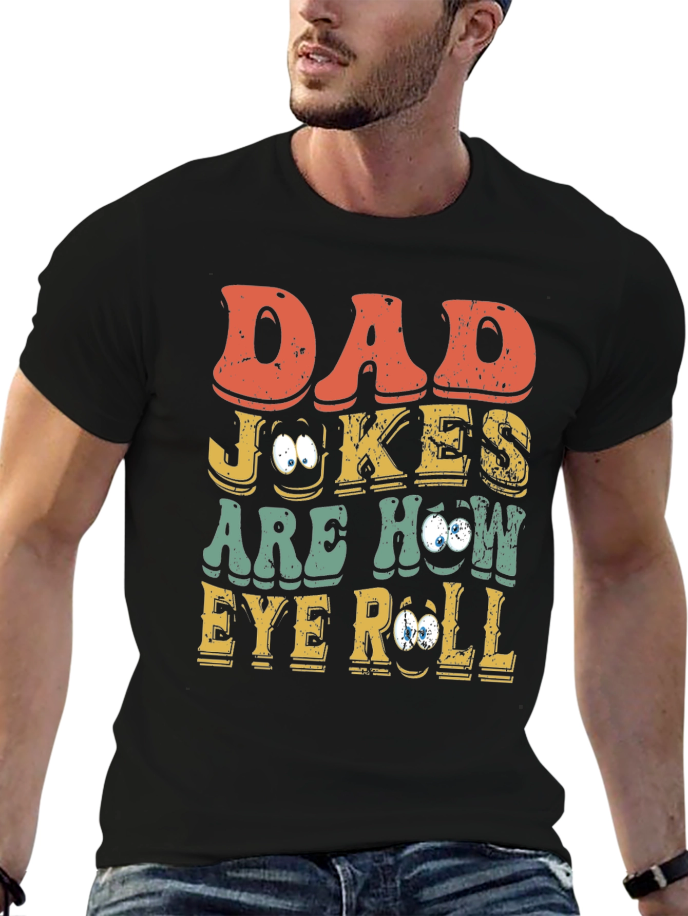 Dad Jokes Eye Roll Graphic Tee