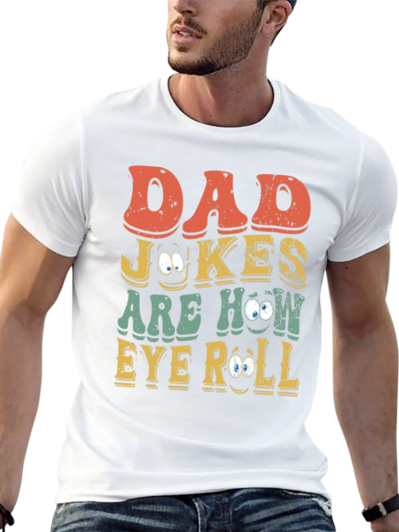 Dad Jokes Eye Roll Graphic Tee