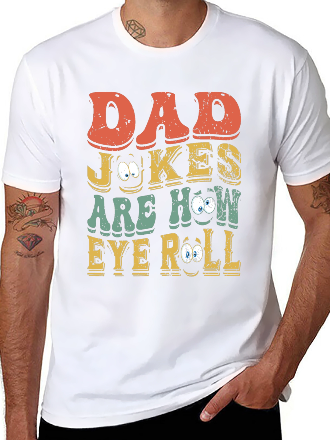 Dad Jokes Eye Roll Graphic Tee