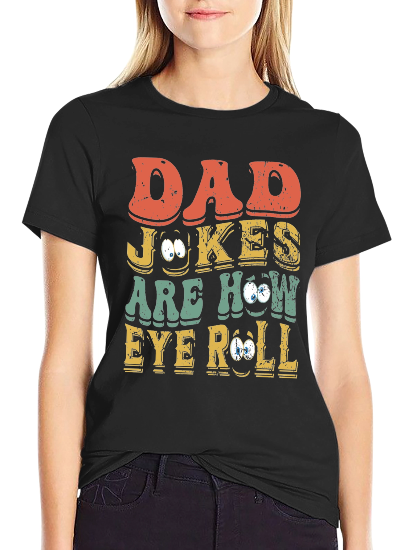 Dad Jokes Eye Roll Graphic Tee
