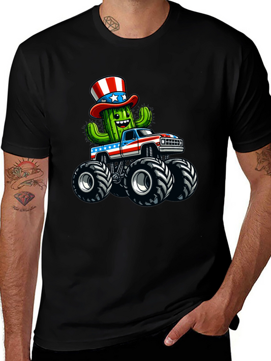 Patriotic Cactus Monster Truck T-Shirt