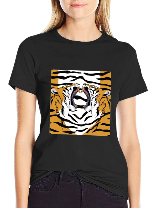 Bold Tiger Graphic Print Black T-Shirt