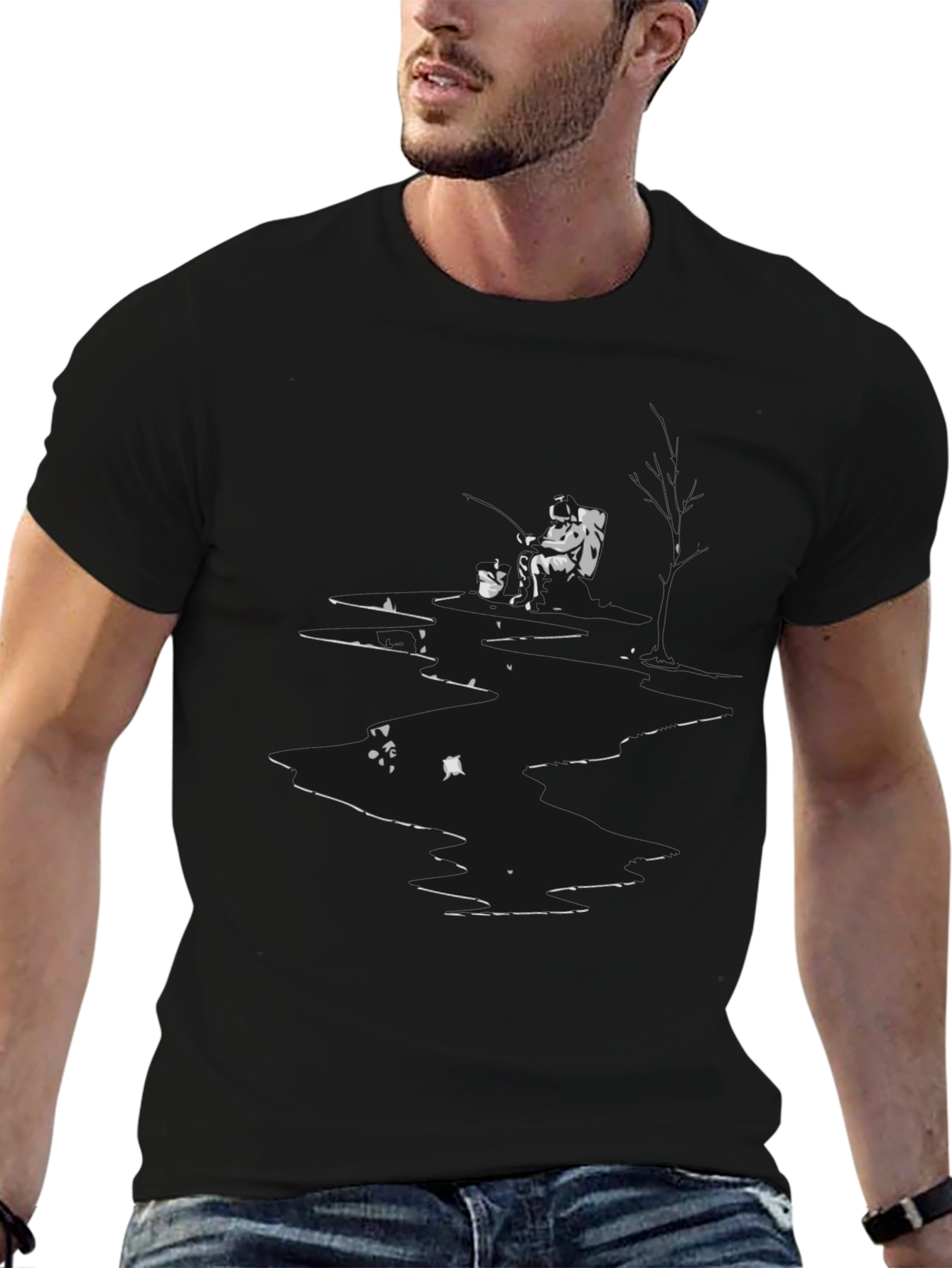 Monochrome Graphic Print Crew Neck Tee