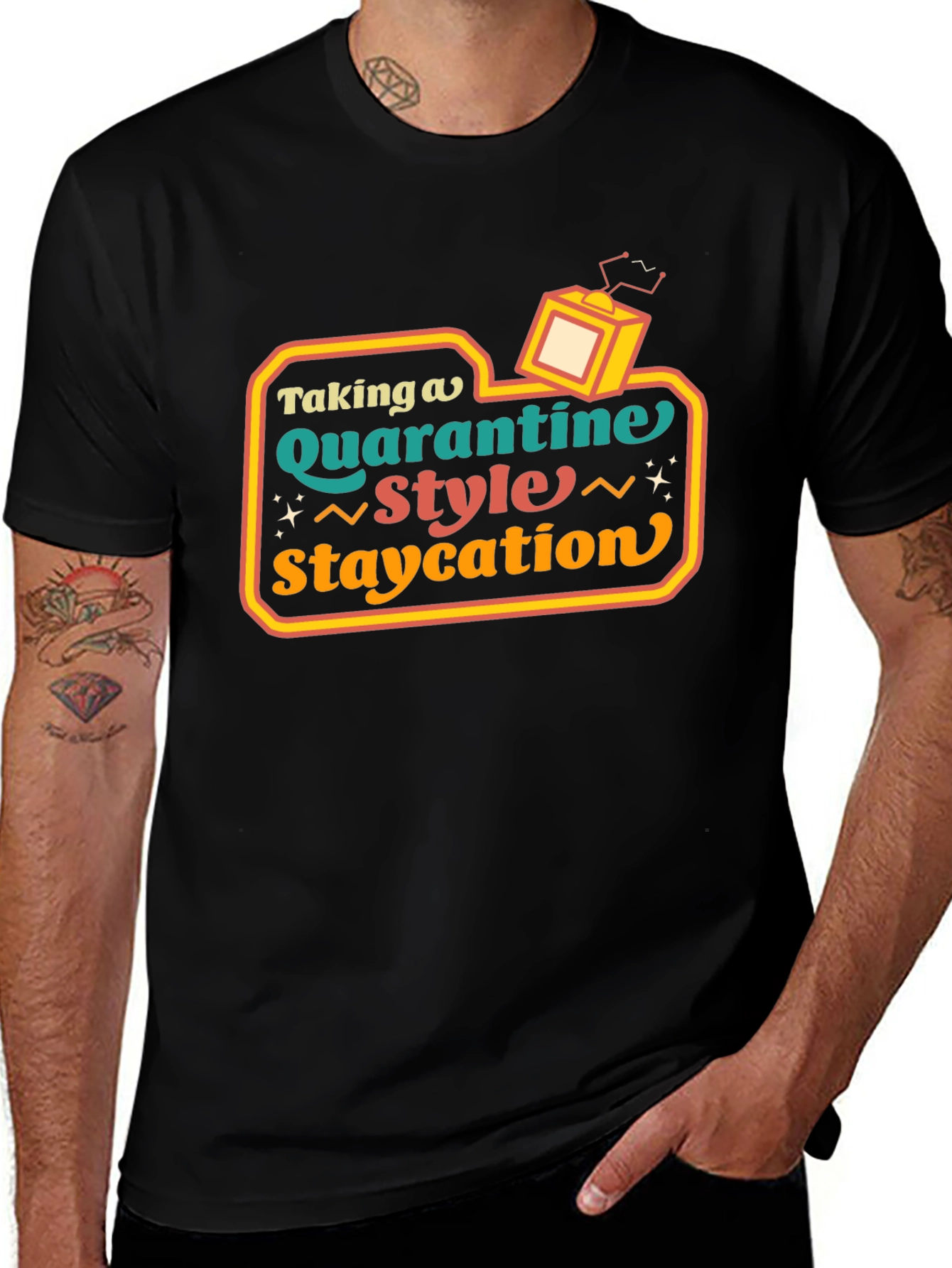 Quarantine Staycation Graphic Tee - Retro Style