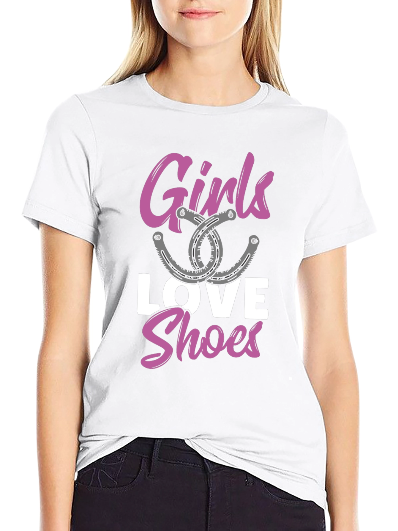 Girls Love Shoes Graphic Tee - Fashion T-Shirt