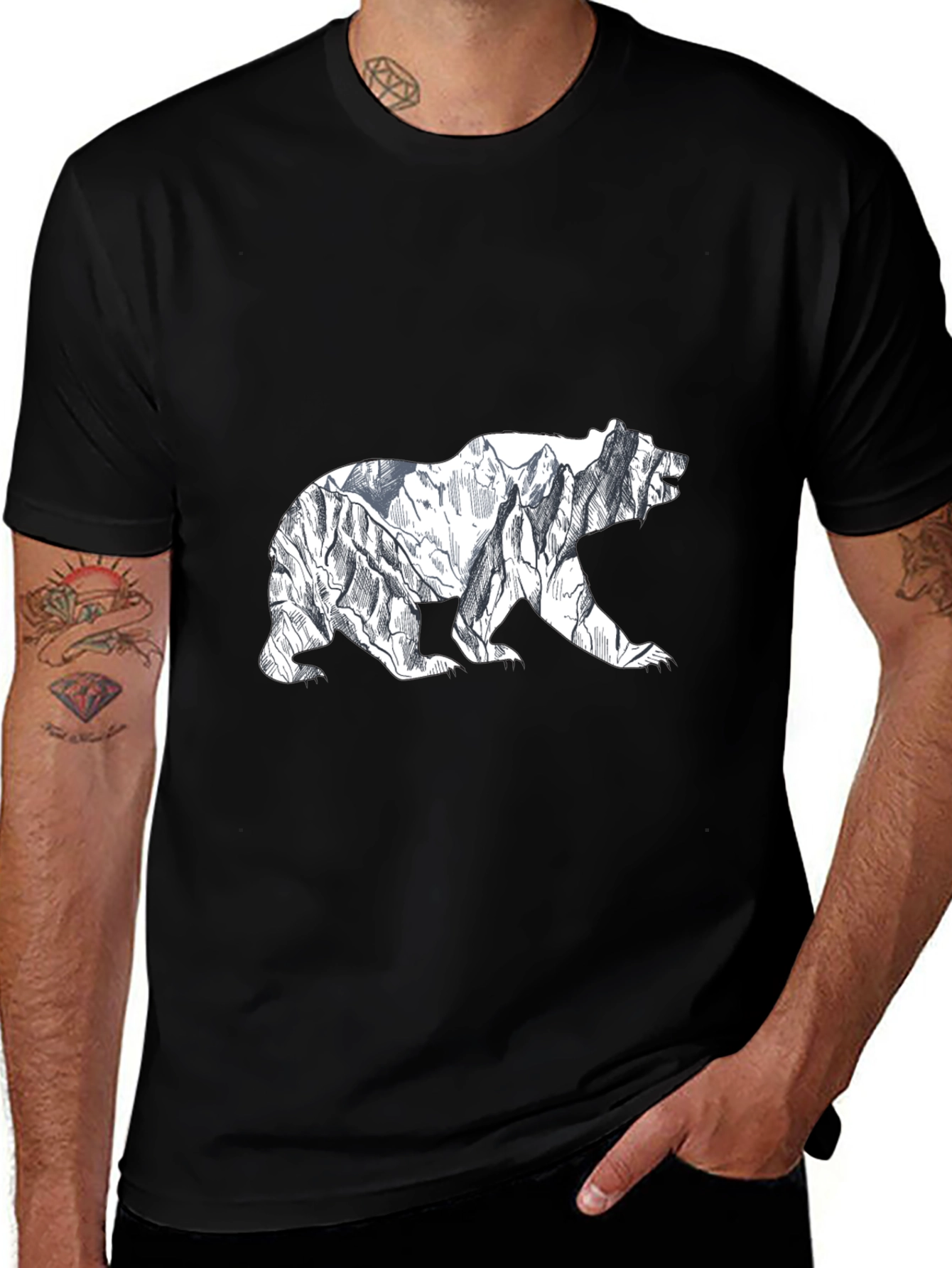 Mountain Bear Graphic Tee - Black