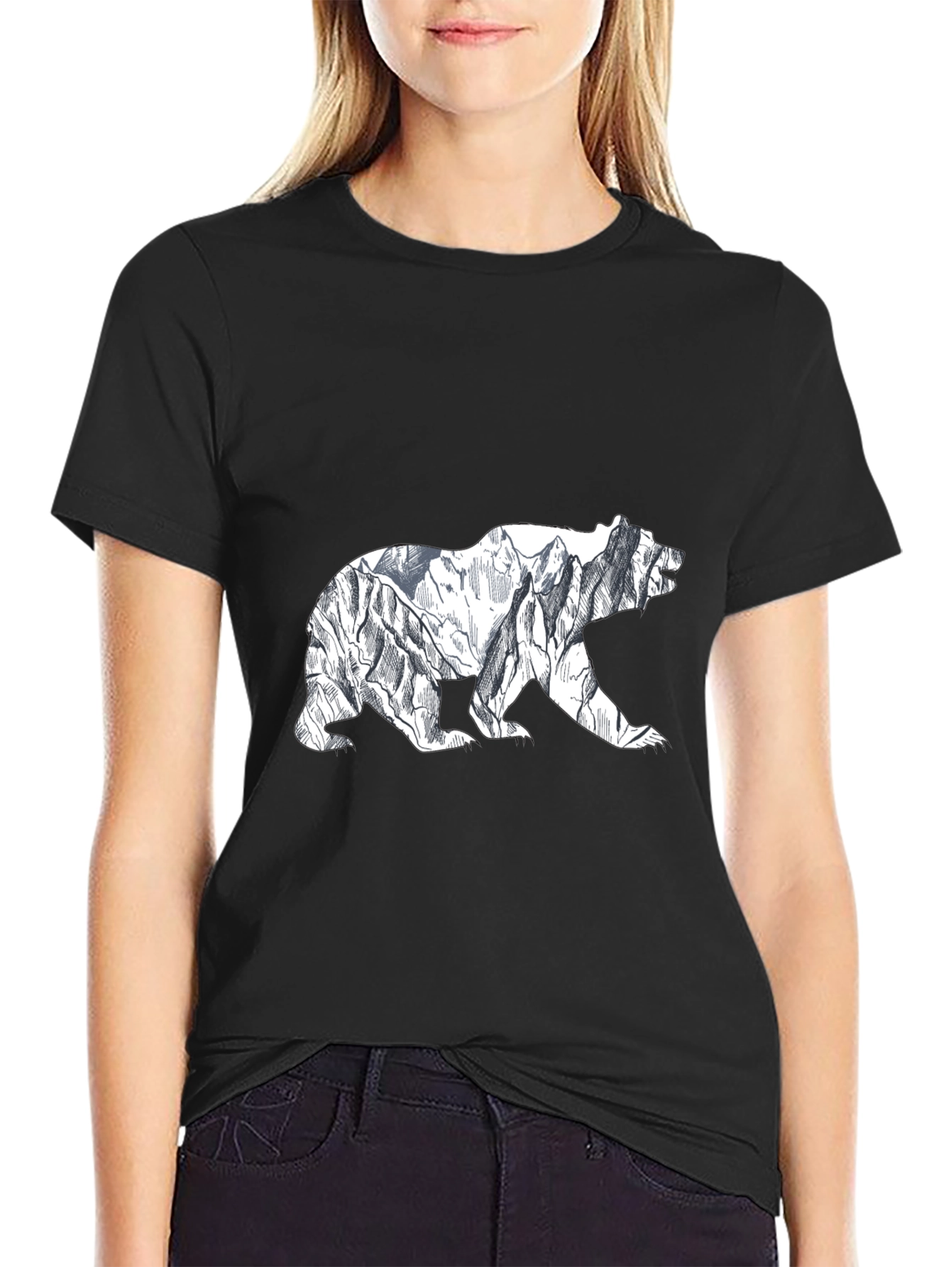 Mountain Bear Graphic Tee - Black