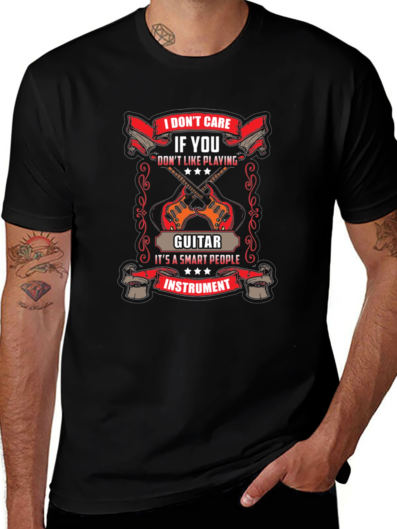 I Dont Care Guitar Player T-Shirt