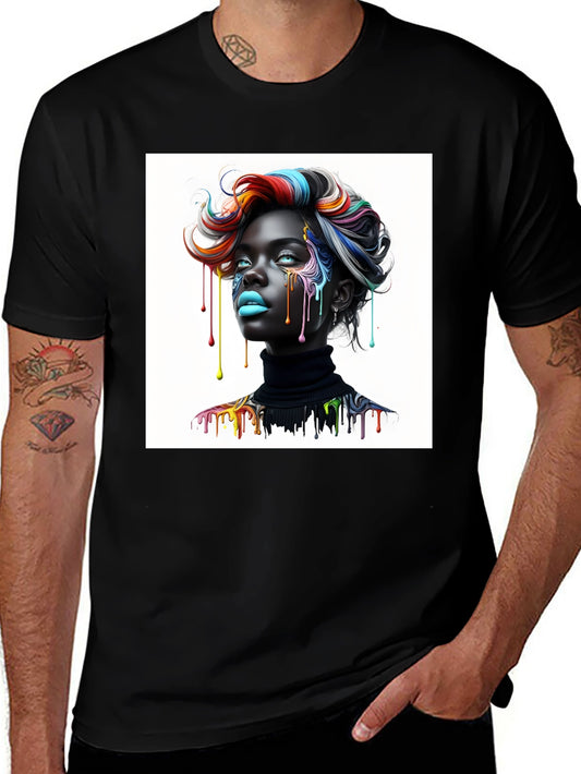 Artistic Woman Graphic Tee - Black