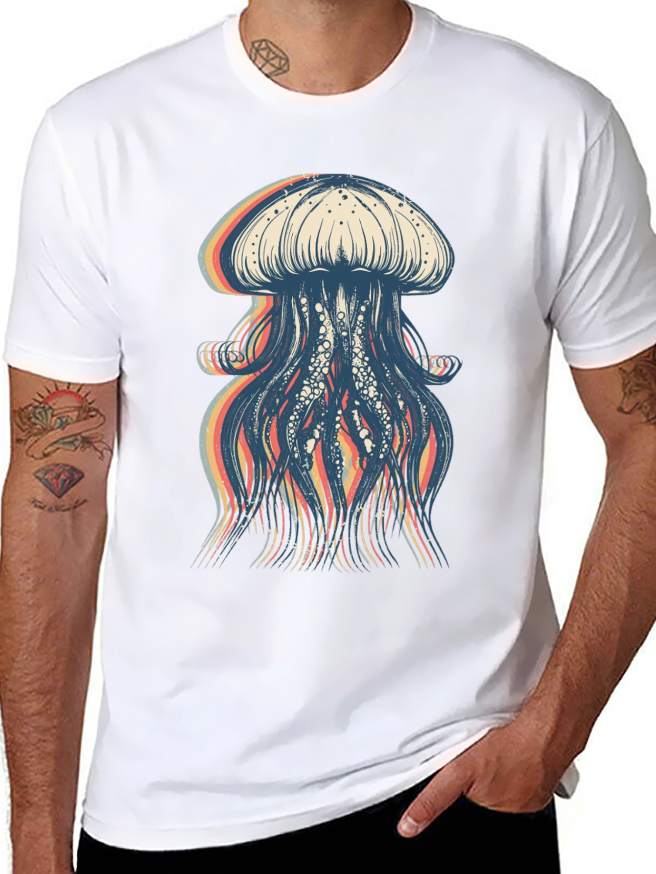 Jellyfish Graphic T-Shirt - Trendy Crew Neck Tee