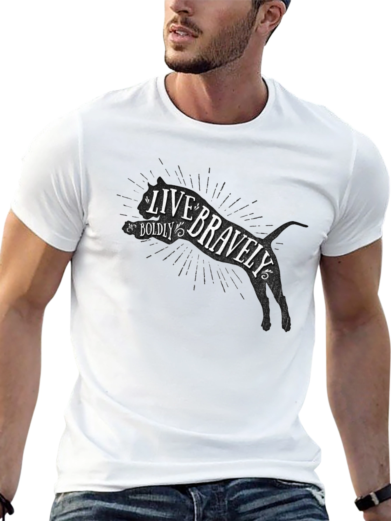 Live Bravely Mens Black Graphic Tee