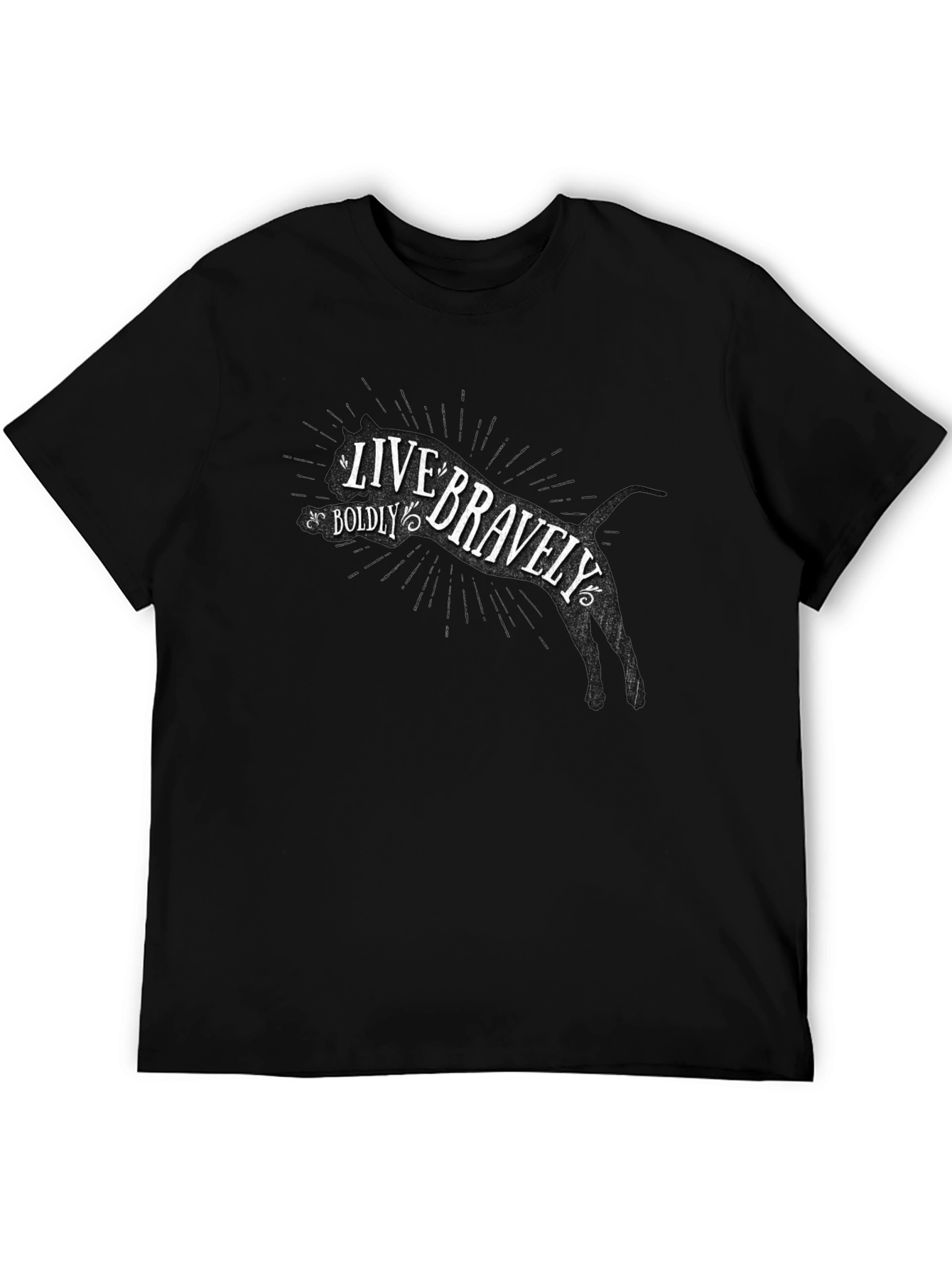 Live Bravely Mens Black Graphic Tee